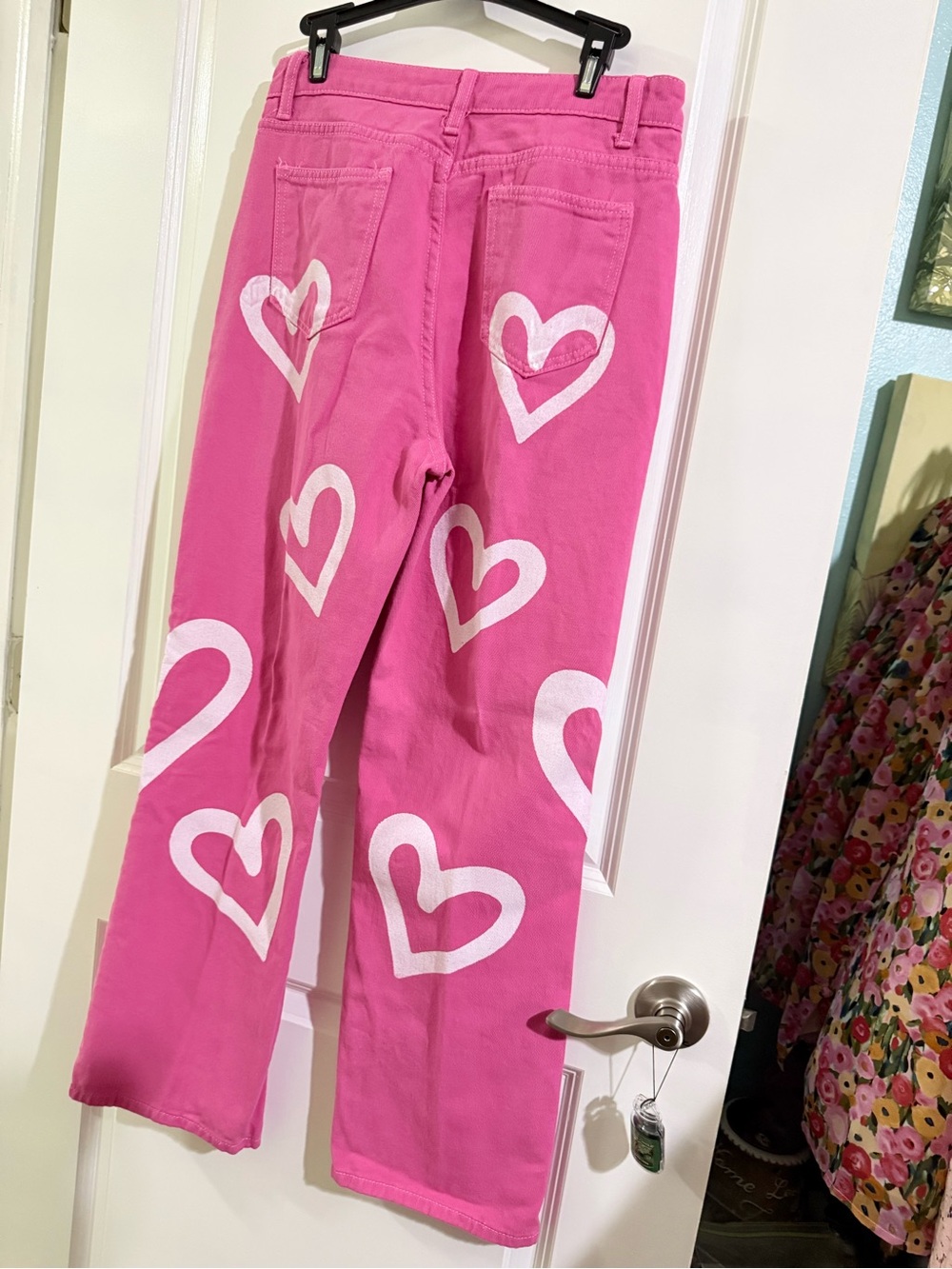 Pink Kids Heart-Print Casual Bottoms